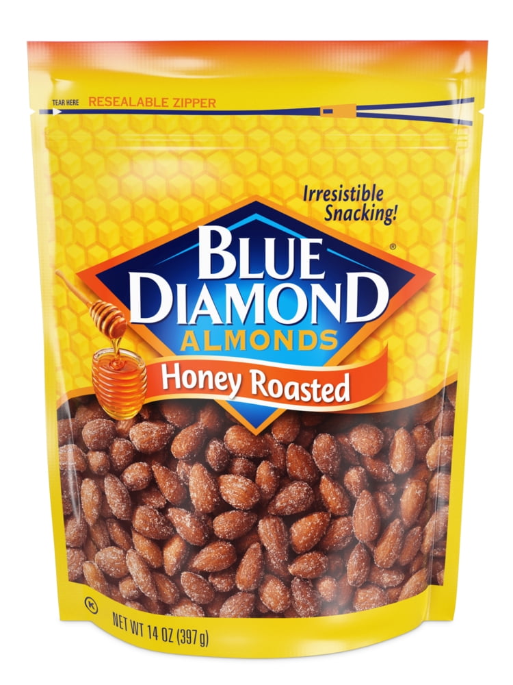 Blue Diamond Almonds, Classic and Sweet Honey Roasted Flavored Snack Nuts for Snacking, Lunches, Holiday, On-The-Go, Kids and Adults, 14oz Bag