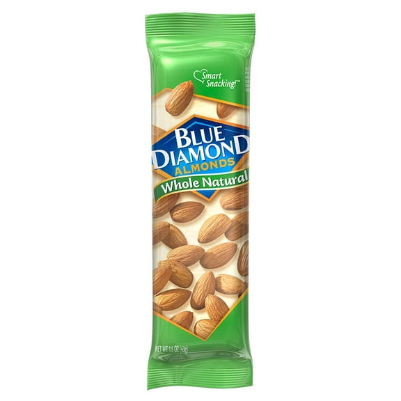 Blue Diamond Almonds, FEV6Whole Natural Flavored Snack Nuts, Single Serve Bags (1.5 Oz. Tubes, Pack of 12)