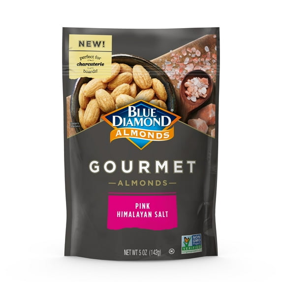 Blue Diamond Almonds, Gourmet BDF32 Specialty Pink Himalayan Rock Salt Flavored Classic Snack Nuts Perfect for Charcuterie, Holidays, Gatherings, or Savory Snack, 5 oz.