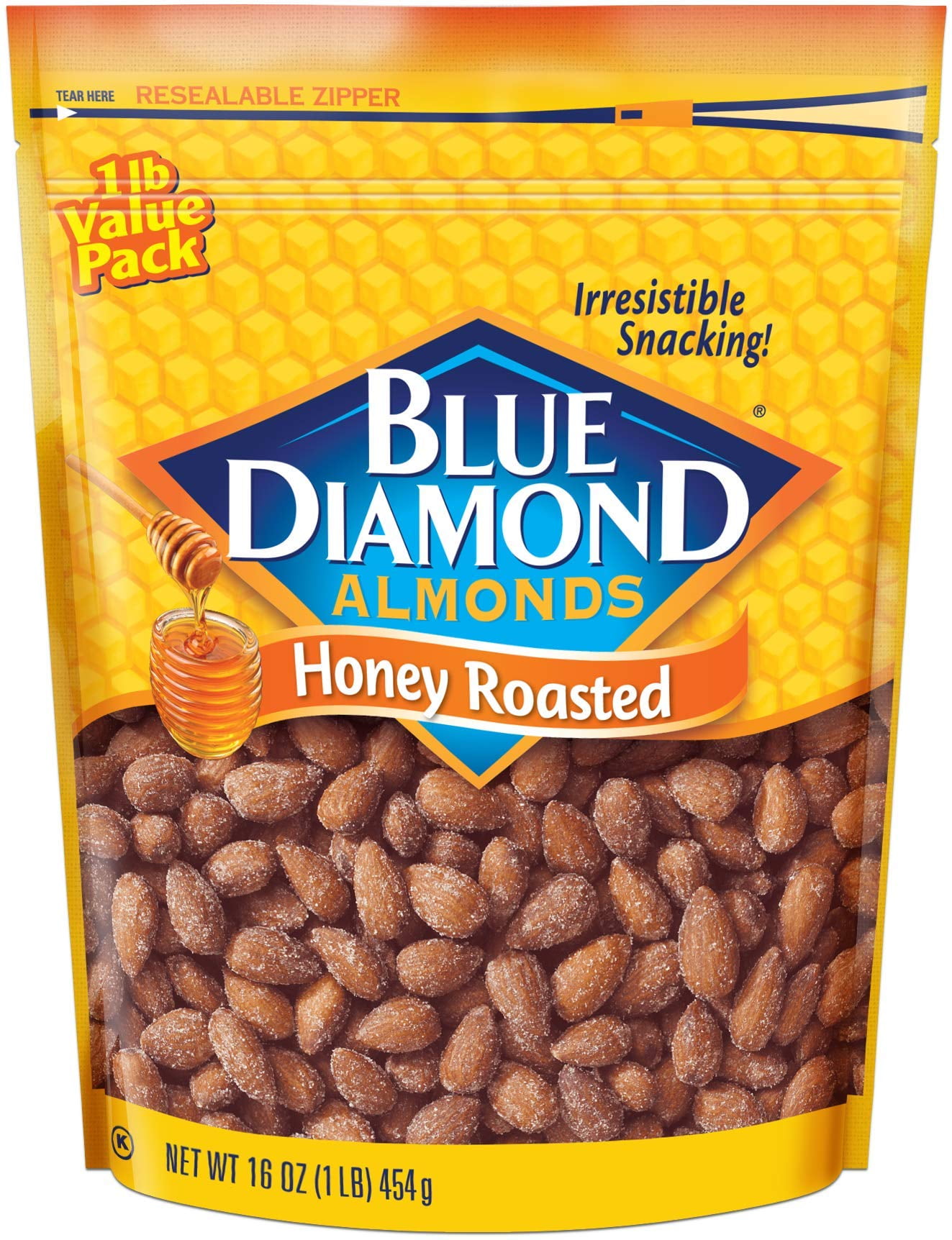 Blue Diamond Almonds Honey Roasted Snack (Pack of 18)
