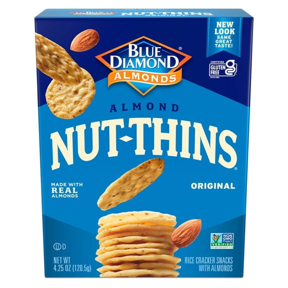 Blue Diamond Almonds Nut SAF21 Thins Gluten Free Cracker Crisp Snacks, Original, 4.25 Oz Boxes (Pack of 6)
