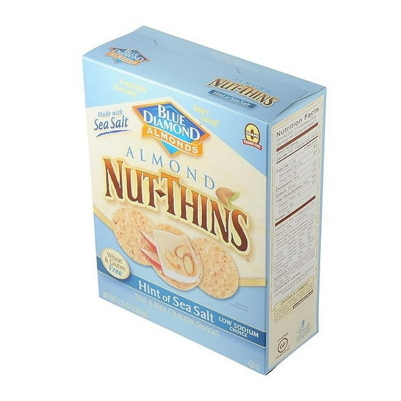 Blue Diamond Almonds Nut Thins Gluten Free Cracker Crisps, Hint of Sea Salt, 4.25 Oz Boxes (Pack of 1)