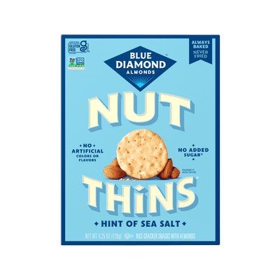 Blue Diamond Almonds Nut-Thins, Hint of Sea Salt, Snack Crackers, Gluten-Free, 4.25oz