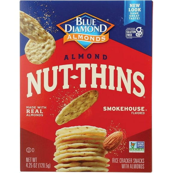 Blue Diamond Almonds, Nut-Thins, Smokehouse, Snack Crackers, Gluten-Free, 4.25oz