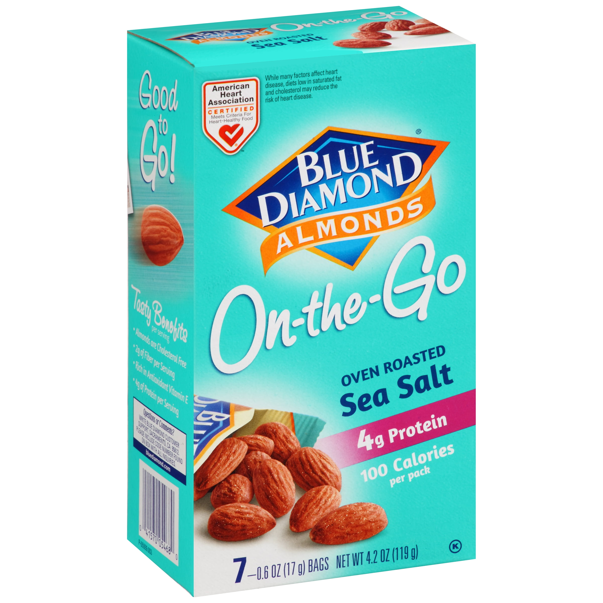 Blue Diamond Almonds On-the-Go 100 Calorie Pack Oven Roasted Sea Salted Almonds, 0.6 Oz., 7 Count