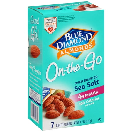Blue Diamond Almonds On-the-Go 100 Calorie Pack Oven Roasted Sea Salted Almonds, 0.6 Oz., 7 Count
