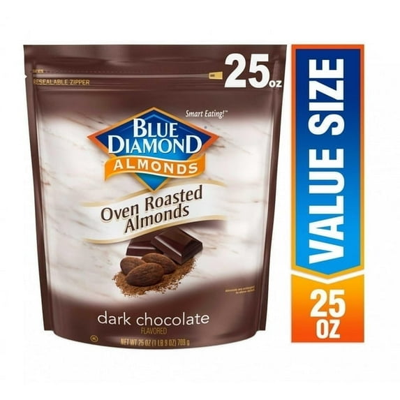 Blue Diamond Almonds Oven Roasted Dark Chocolate Almonds, 25 Oz(4 Pack)