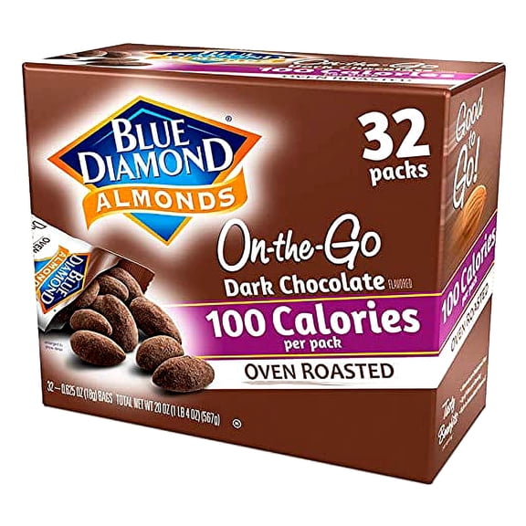 Blue Diamond Almonds Oven Roasted Dark Chocolate Flavored Snack Nuts, 100 Calorie Packs, 32 Count