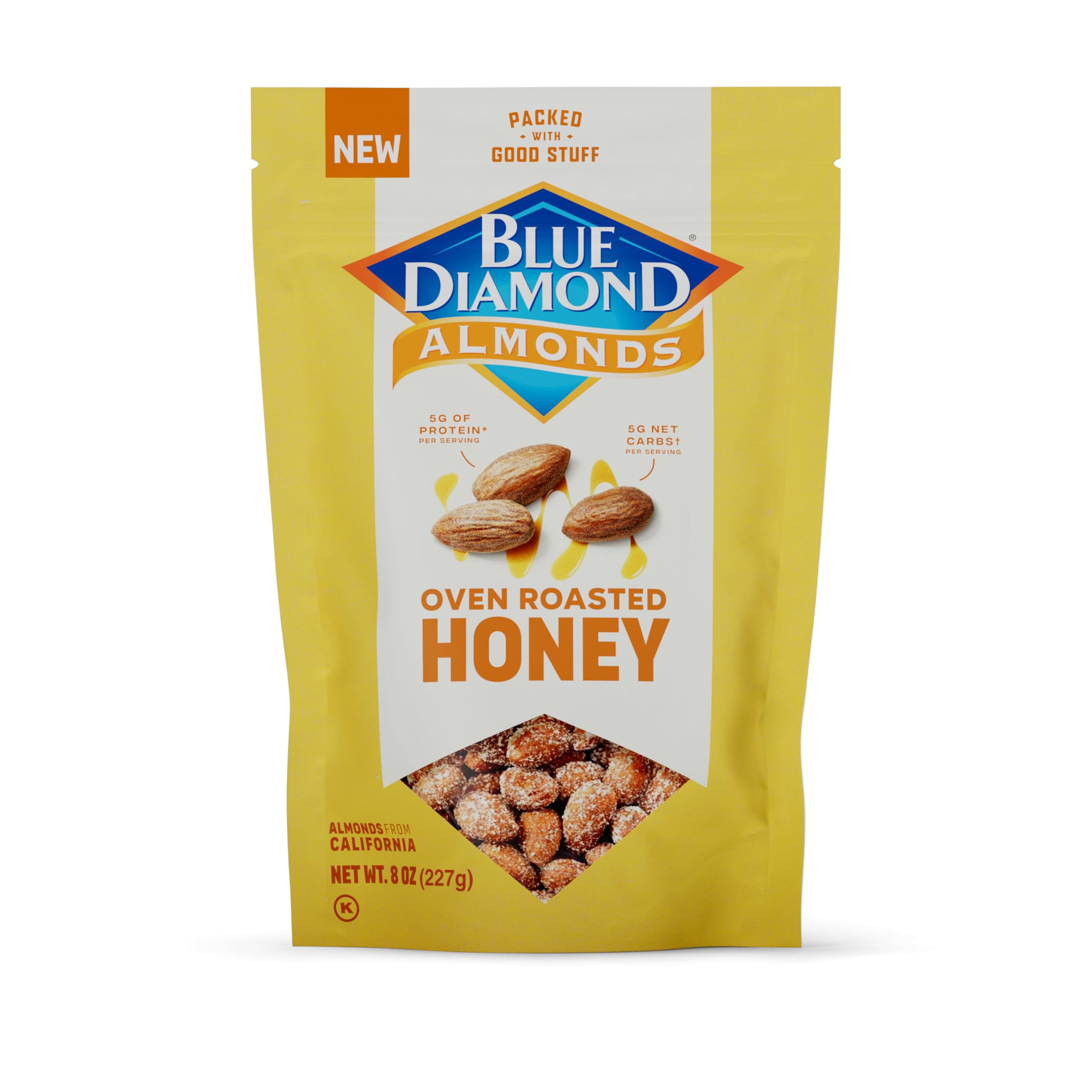 Blue Diamond Almonds, Premium VTF5 Roasted Honey Snack Nuts For Sweet ...