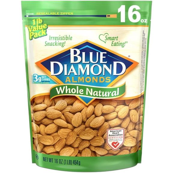 Blue Diamond Almonds, Raw DEF29 Whole Natural, 16 Ounce