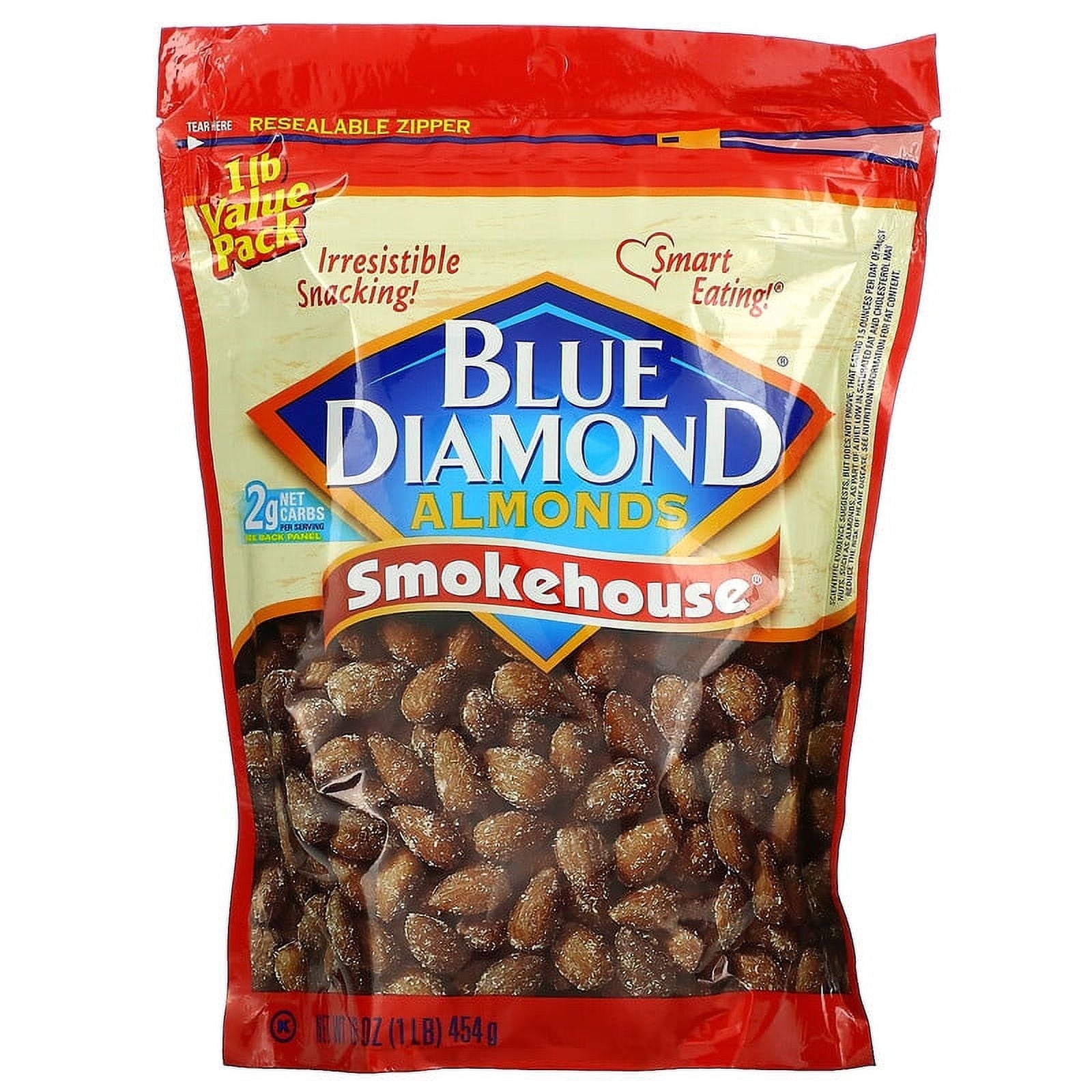 Blue Diamond Almonds Gluten Free Smokehouse Flavored Snack Nuts, 16oz (3 Pack)