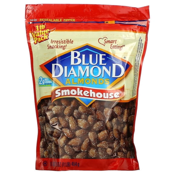 Blue Diamond Almonds Gluten Free Smokehouse Flavored Snack Nuts, 16oz (3 Pack)