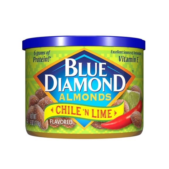 Blue Diamond Almonds, Snack OLF24 Nut Flavored Chile n' Lime perfect for On-the Go, and Snacking, 6 Ounce Can