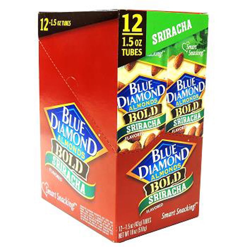Blue Diamond, Almonds Sriracha Tube, Count 12 (1.5 oz) Nut & Dry