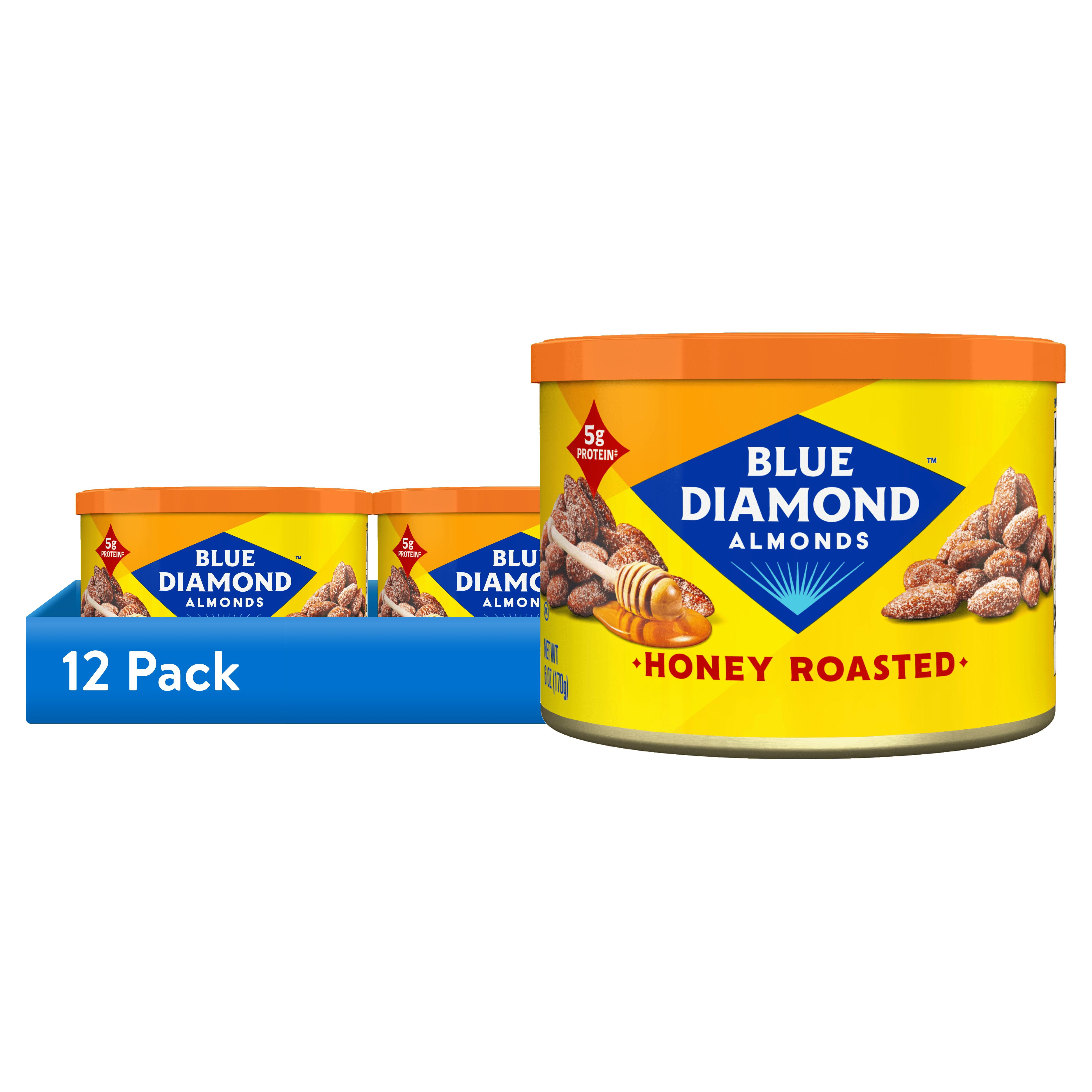 (12 pack) Blue Diamond Honey Roasted Almonds 6 oz. Canister