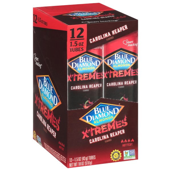 Blue Diamond Almonds, XTREMES Carolina Reaper Spicy Snack Nuts, 1.5oz
