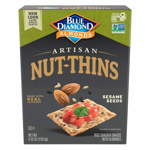 Blue Diamond Artisan Almond Nut Thins, Sesame Seed, 4.25 Oz - Pack of 2