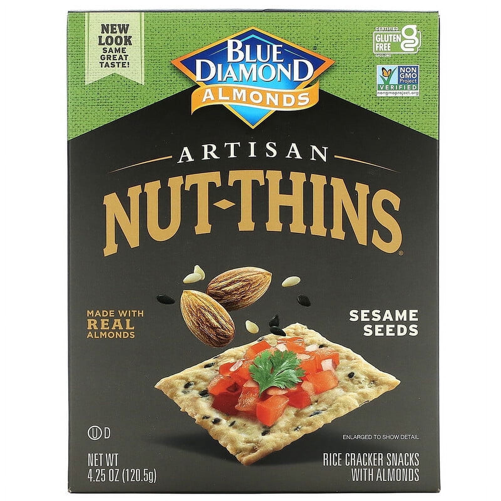 Blue Diamond Gluten-Free Artisan Nut-Thins Rice Cracker Snacks, Sesame ...