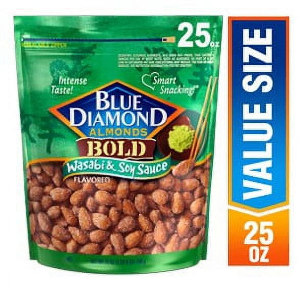 Blue Diamond Almonds, BOLD Flavored Wasabi & Soy Sauce Snack Nuts Perfect for Lunch, On-the-go, Healthy Options, 25oz Bag