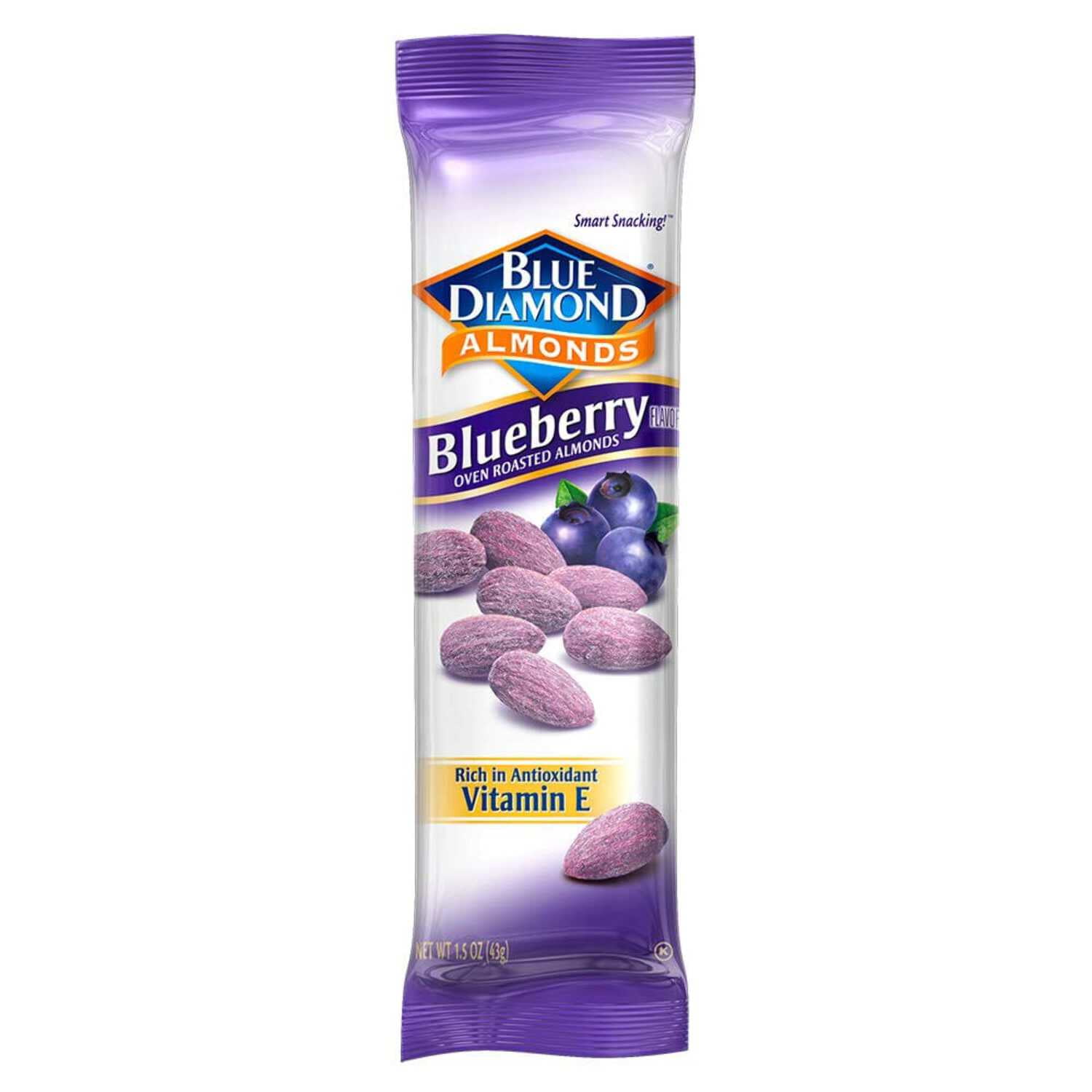 Blue Diamond Blueberry Flavored Almonds, 1.5 oz tubes Pack of 12-5062445628
