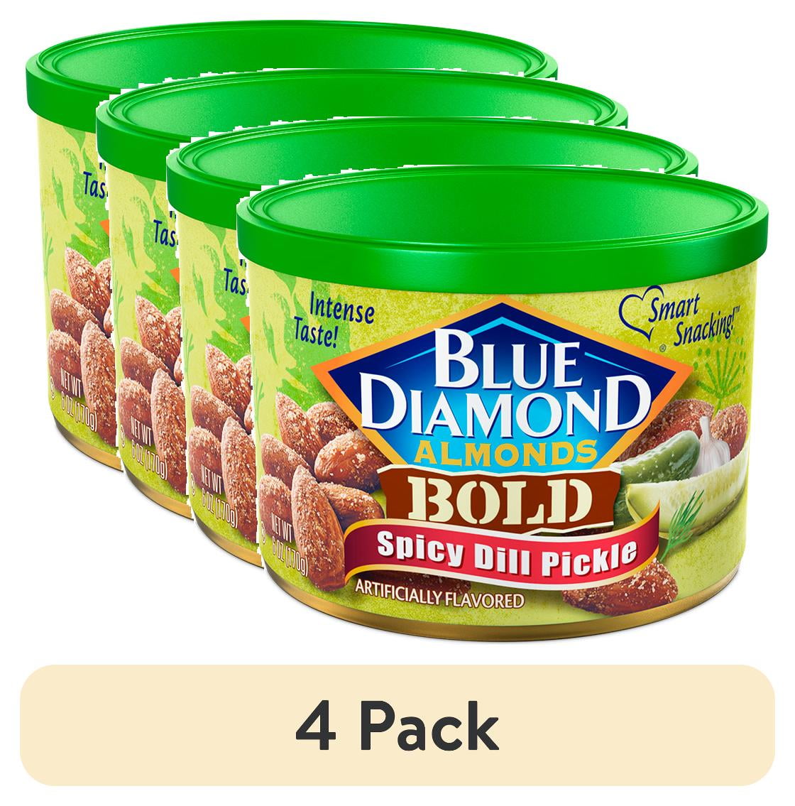 (4 pack) Blue Diamond Almonds, Bold Spicy Dill Pickle Flavored Snack Nuts perfect for Snacking