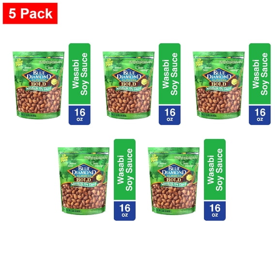 Blue Diamond Bold Wasabi & Soy Sauce Almonds 16 oz - 5 Pack