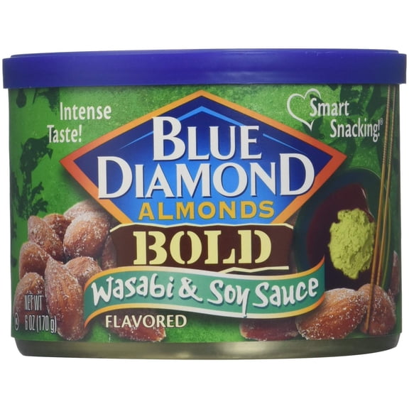 Blue Diamond Bold Wasabi & Soy Sauce Almonds 6 oz (Pack of 12)