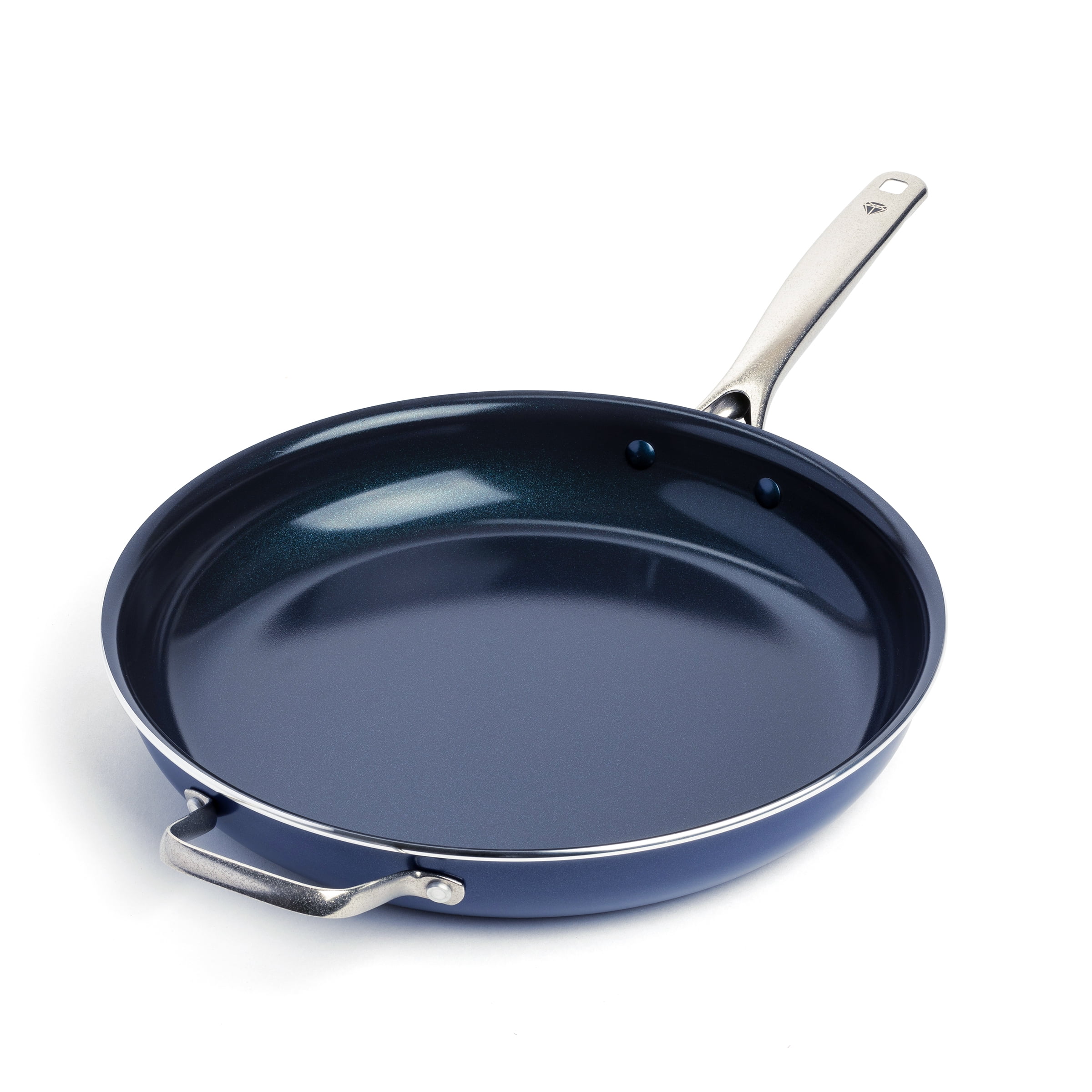 Blue Diamond Ceramic Nonstick 14 inch Open Frying Pan with Helper Handle 
