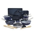 thumbnail interactive-video image 1 of Blue Diamond 20 Piece Ceramic Nonstick Cookware Set, Toxin Free, Dishwasher Safe, Oven Safe, Blue​, 1 of 8