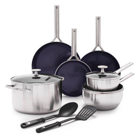 Blue Diamond Cookware Tri-Ply Stainless Steel Ceramic Nonstick, 11 Piece Cookware Set