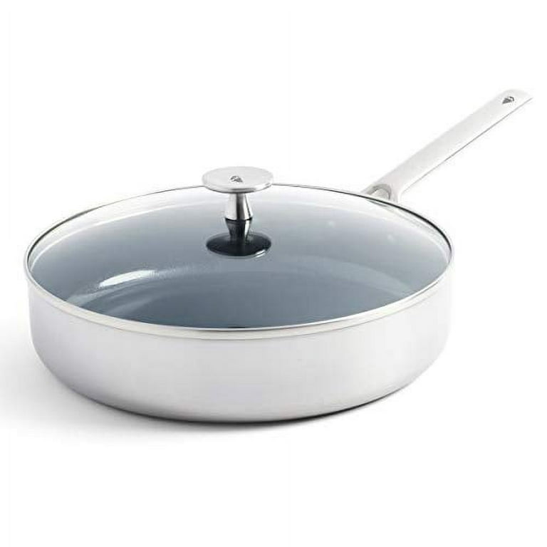 Blue Diamond Tri-Ply 3.75 qt. Stainless Steel Ceramic Nonstick Saute Pan Jumbo Cooker with Lid, Silver