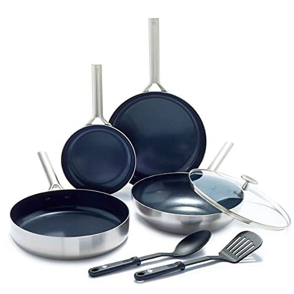 Blue Diamond Cookware Tri-Ply Stainless Steel Ceramic Nonstick, 15 Piece  Cookware Pots and Pans Set, PFAS-Free, Multi Clad, Induction, Dishwasher