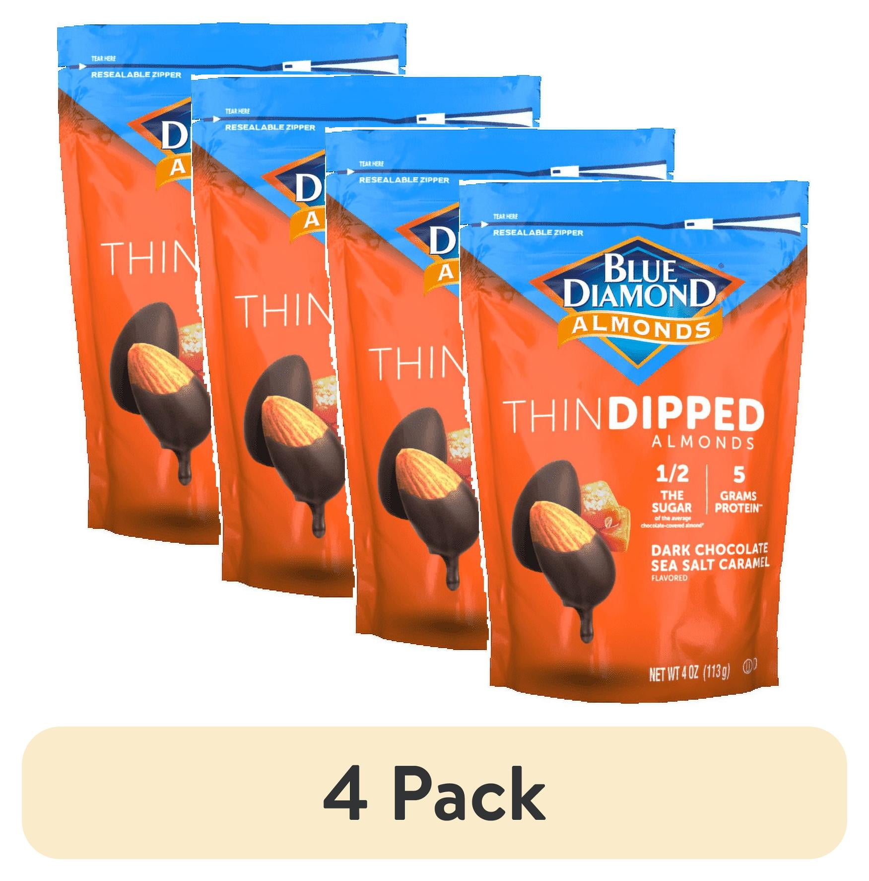 (4 pack) Blue Diamond Dark Chocolate Sea Salt Caramel Thin Dipped