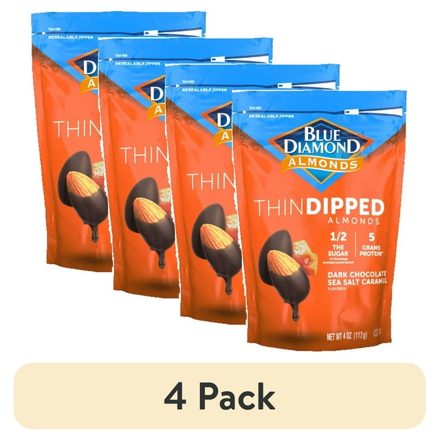 (4 pack) Blue Diamond Dark Chocolate Sea Salt Caramel Thin Dipped