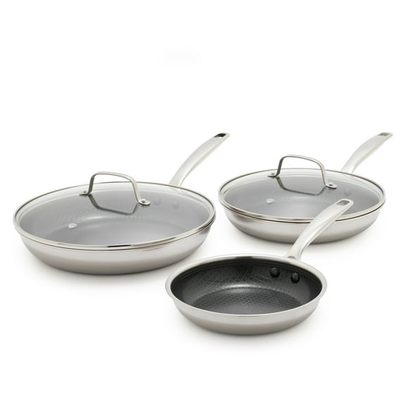 Blue Diamond Diamond Bond 5-Piece Non-Stick Frying Pans Set, Stainless Steel Hybrid Cookware