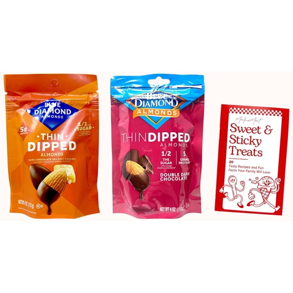 Blue Diamond Dipped Almonds Variety Pack Double Dark Chocolate & Dark Chocolate Sea Salt Caramel 2 Pack| MerlinsMart Zine