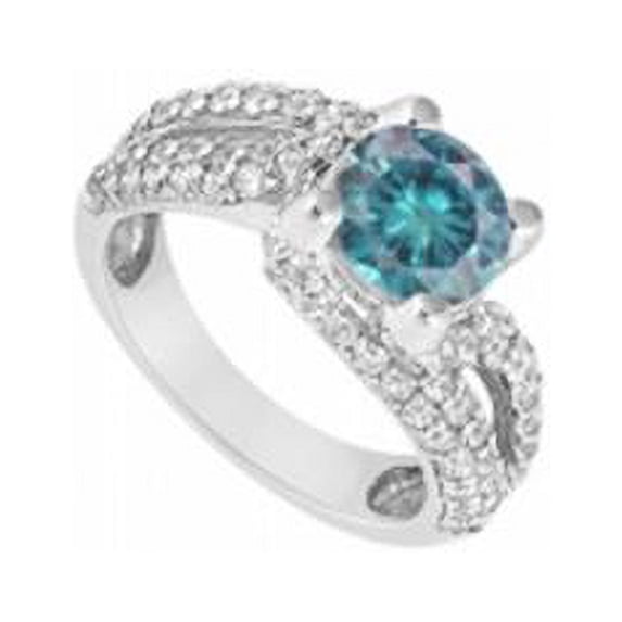 Blue Diamond Engagement Ring 14K White Gold, 1.00 CT - Size 8
