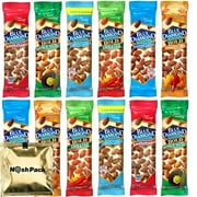 Blue Diamond Flavored Almonds Sampler - 12 Individual 1.5 Oz Almond Nuts Bulk Pack, 2 of each Flavor, Roasted Salted, Lightly Salted, Smokehouse, Sriracha, Habanero BBQ, Wasabi with Nosh Pack Mints