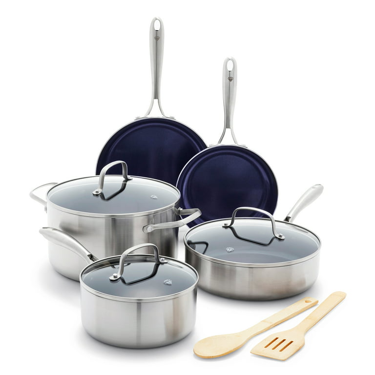Blue Diamond Cookware Tri-Ply Stainless Steel Ceramic Nonstick, 11 Piece  Cookware Set in 2023