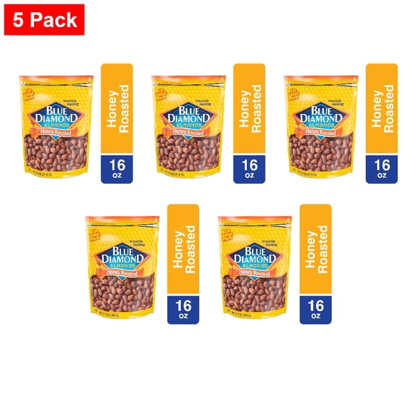 Blue Diamond Honey Roasted Almonds 16 oz - 5 Pack