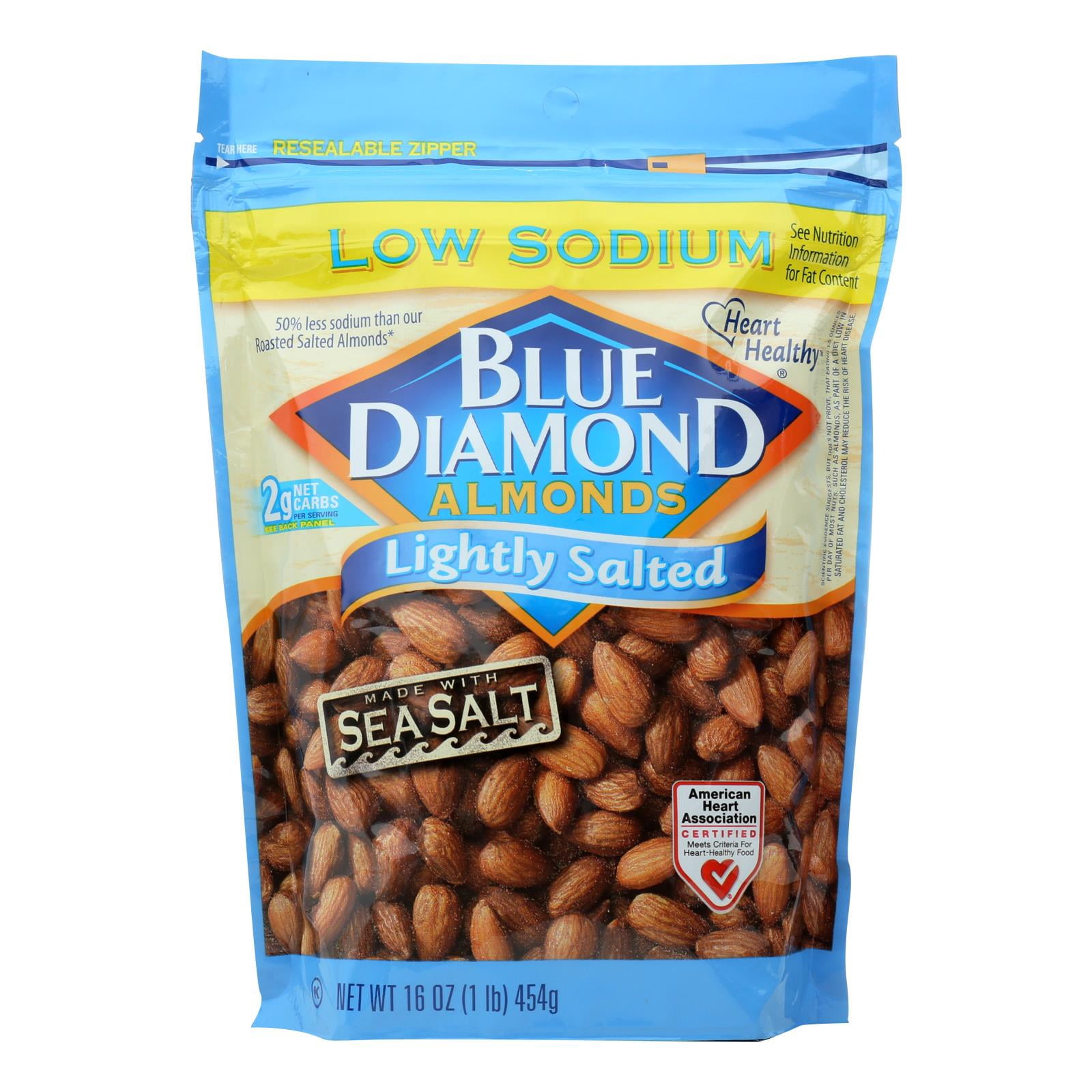 Blue Diamond Lightly Salted Low Sodium Almonds - 16 OZ - Case of 6 ...