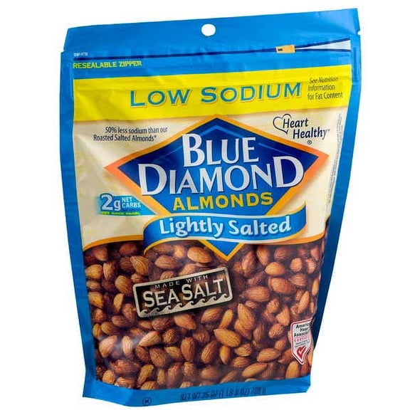 Blue Diamond Low Sodium Lightly Salted Almonds, 25 Ounce -- 6 per case