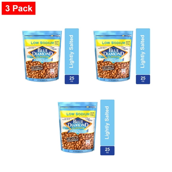 Blue Diamond Low Sodium Lightly Salted Almonds 25 oz - 3 Pack