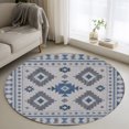 Blue Diamond Motifs 3FT Round Area Rug Boho Tribal Ethnic Abstract ...