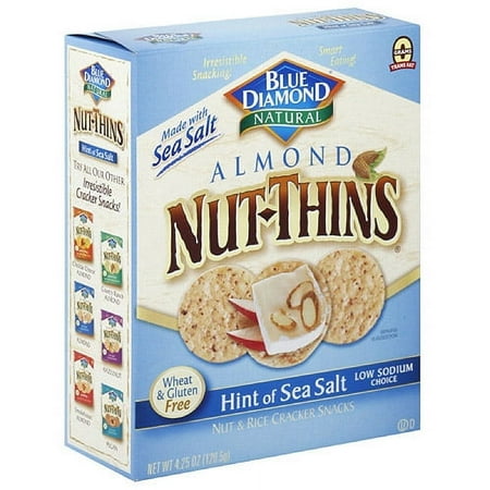 Blue Diamond Nut-Thins Natural Almond Crackers, 4.25 oz (Pack of 12)