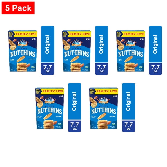 Blue Diamond Nut-Thins Original Almond Rice Crackers 7.7 oz - 5 Pack