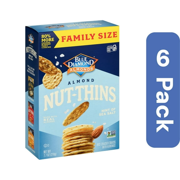 Blue Diamond Nut Thins Sea Salt Crackers 7.7 oz (Pack Of 6)