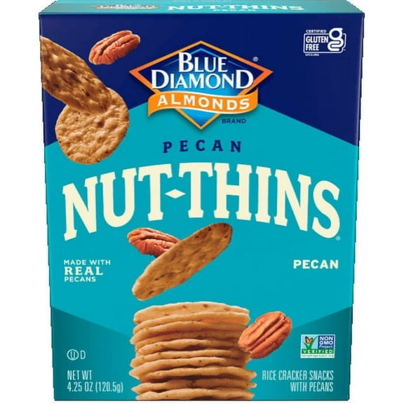 Blue Diamond Pecan Nut Thins Cracker Snacks 4.25 oz