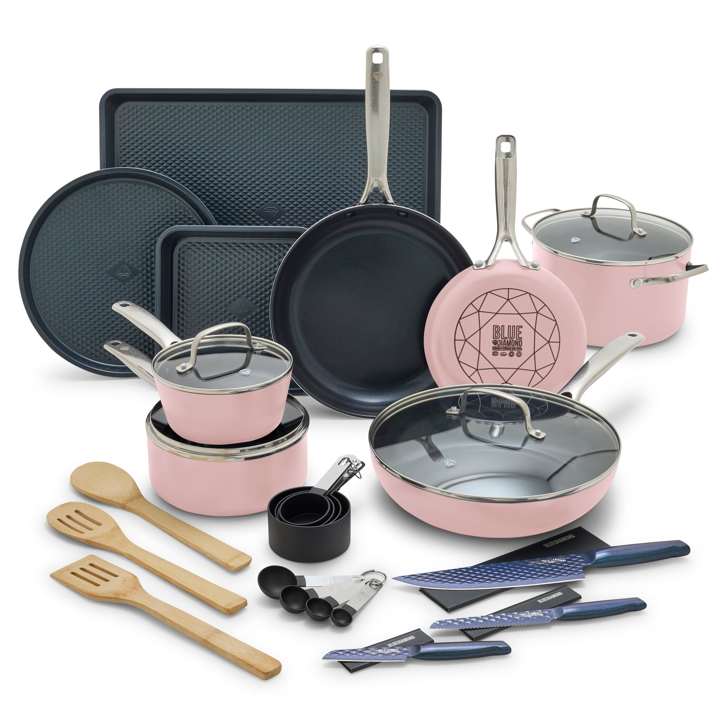 Blue Diamond, Pink Limited Edition Nonstick Ceramic 11-Piece Cookware Set 