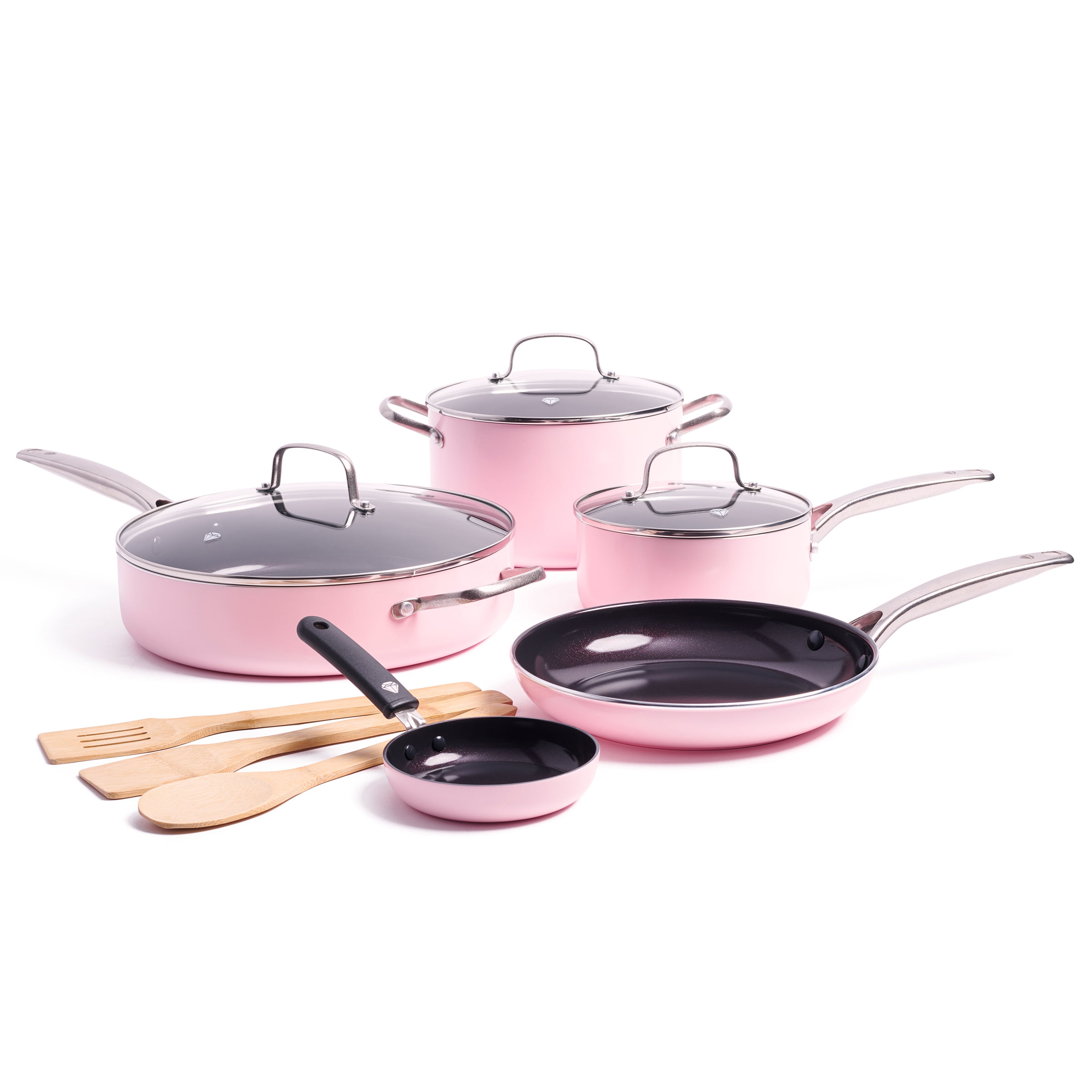 Popular Pink 5Pcs Non Stick Pan Stainless Steel Pots And Pans Pink